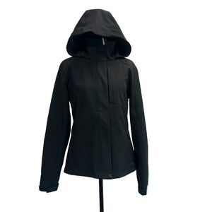Avia black hooded full front zip long sleeve jacket coat Sz M
